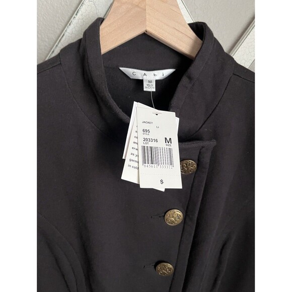 NWT! Cabi Grab & Go Military Style Steampunk Women's M Cotton Coat - Black #695 - Picture 6 of 10